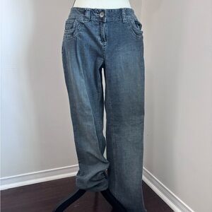 Classic Contrast Y2K Low-Rise Straight LegDark Blue Denim Jeans Size 7/8
